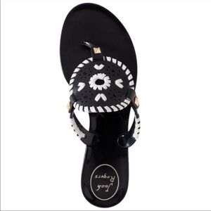 Jack Rogers Georgica‎ Jelly Plastic Flip Flop Sandal in Black White Size 10